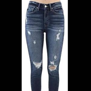 Kancan High Waist Distressed Skinny Crop Jean size 27